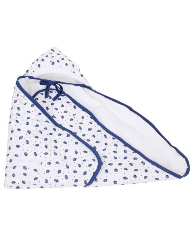 Tinycare Hooded Wrappper Strawberry Print - Navy - Image 3