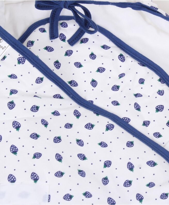 Tinycare Hooded Wrappper Strawberry Print - Navy - Image 2