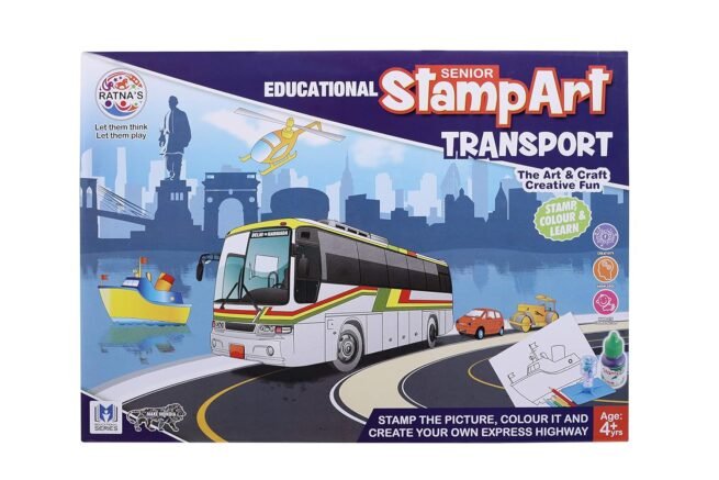 Ratna's Educational Art & Craft Stamp Art Transport Big with 12 Different Transport Vehicle Stamps for Kids Ages 3+ - Image 3