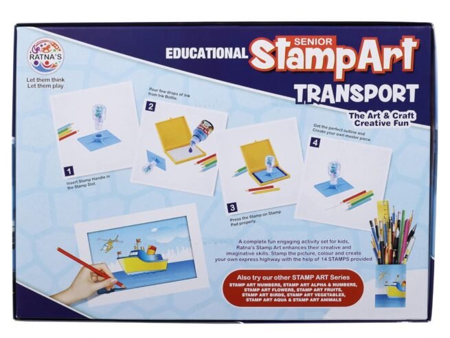 Ratna's Educational Art & Craft Stamp Art Transport Big with 12 Different Transport Vehicle Stamps for Kids Ages 3+ - Image 2