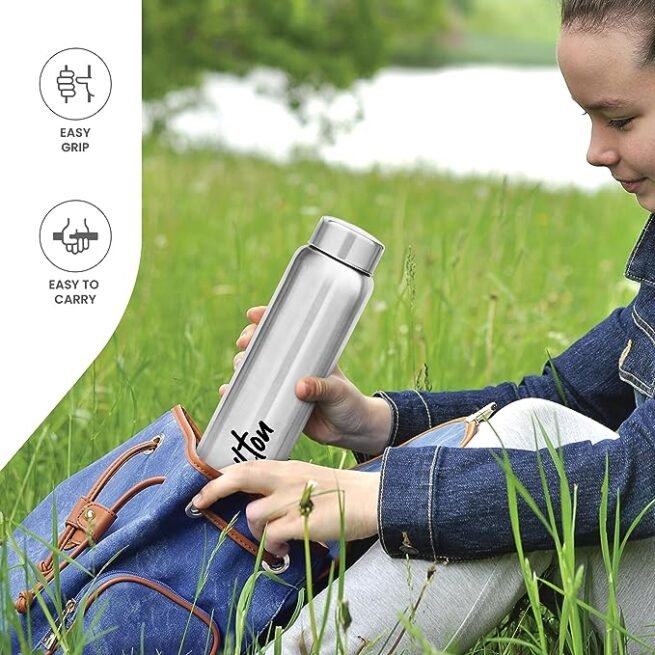 MILTON Aqua 1000 Stainless Steel Water Bottle, 1 pc, 950 ml, Silver - Image 3