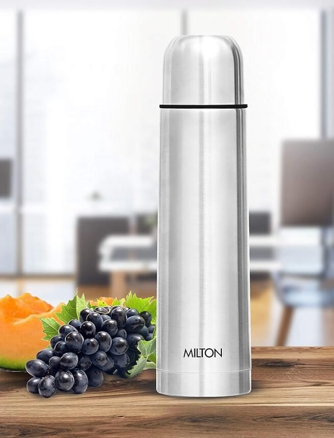 Milton Flip Lid 750 Thermosteel 24 Hours Hot and Cold Water Bottle with Bag, 1 Piece, 750 ml, Silver - Image 5