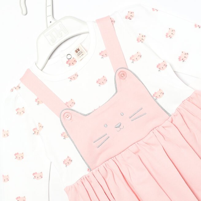 TOFFY HOUSE Sweet Pink and White Frock for Baby Girls (NB - 6M) - Image 4