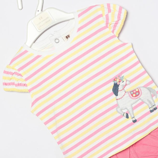 TOFFY HOUSE Adorable Pink Shorts & Top Set for Baby Girls (NB - 3Y)