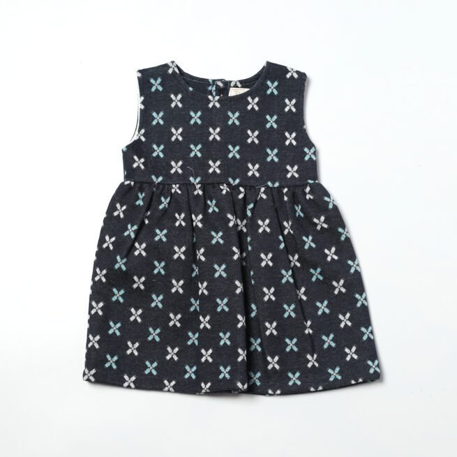 Nautical Charm: Chocolate Baby Brand Navy Blue and White Frock Dress Set - Image 5