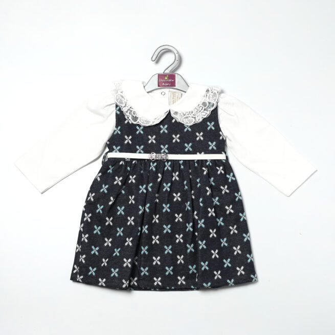 Elegance in Monochrome: Chocolate Baby Brand Black and White Cotton Frock