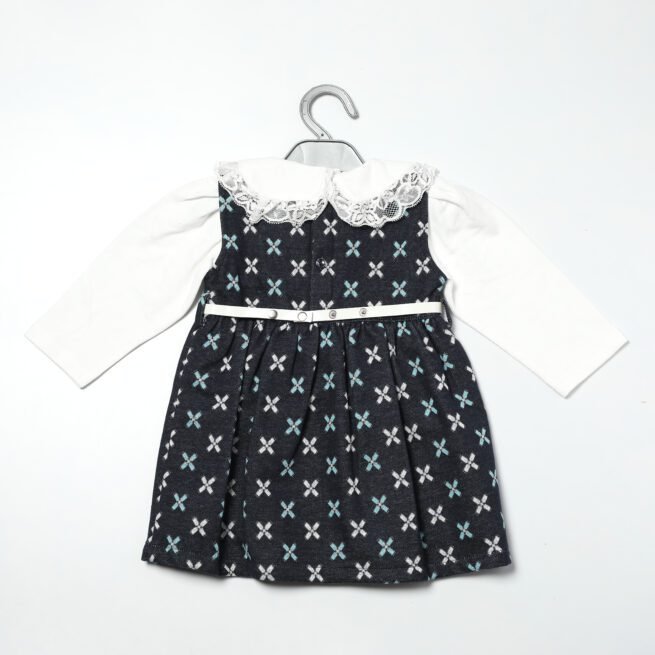 Elegance in Monochrome: Chocolate Baby Brand Black and White Cotton Frock - Image 4