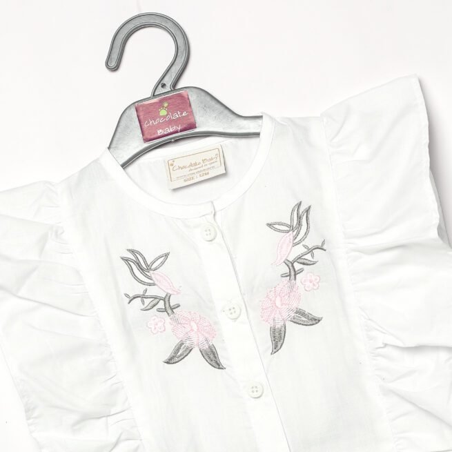 Sweet Serenity: Chocolate Baby Set with White Top and Pink Trousers - Image 4