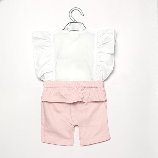 Sweet Serenity: Chocolate Baby Set with White Top and Pink Trousers - Image 6