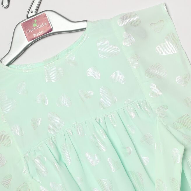 Chocolate Baby Mint Green Dress for Girls - A Breath of Elegance for Little Angels - Image 3