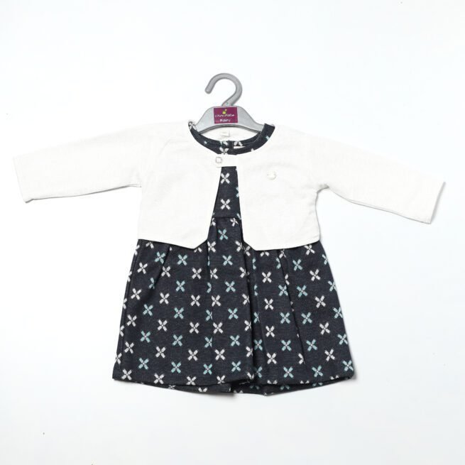 Nautical Charm: Chocolate Baby Brand Navy Blue and White Frock Dress Set