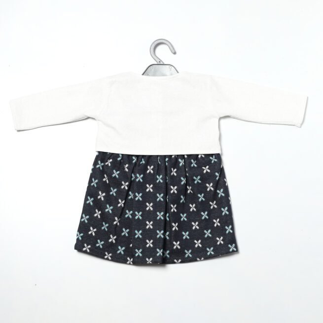 Nautical Charm: Chocolate Baby Brand Navy Blue and White Frock Dress Set - Image 4