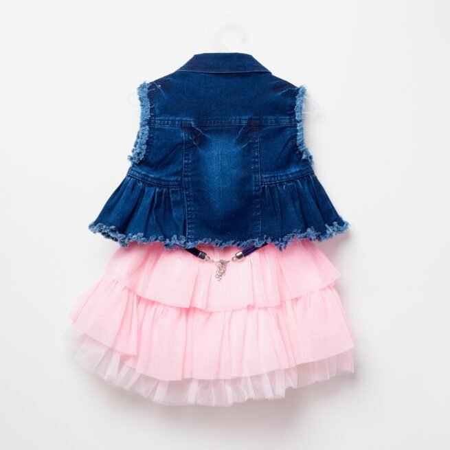 Little Dolly Pink Frock with Navy Blue Coat - Elegance Redefined for Your Little Princess - Image 7