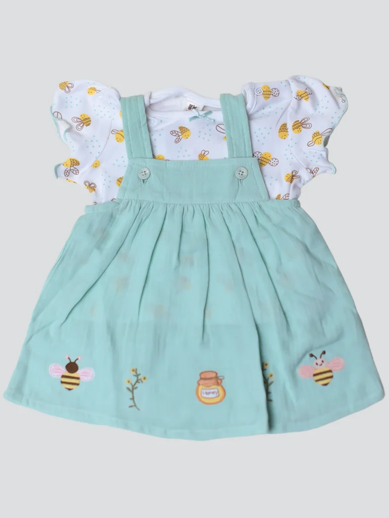 Baby Girl Pinafore Dress & Printed Top Set