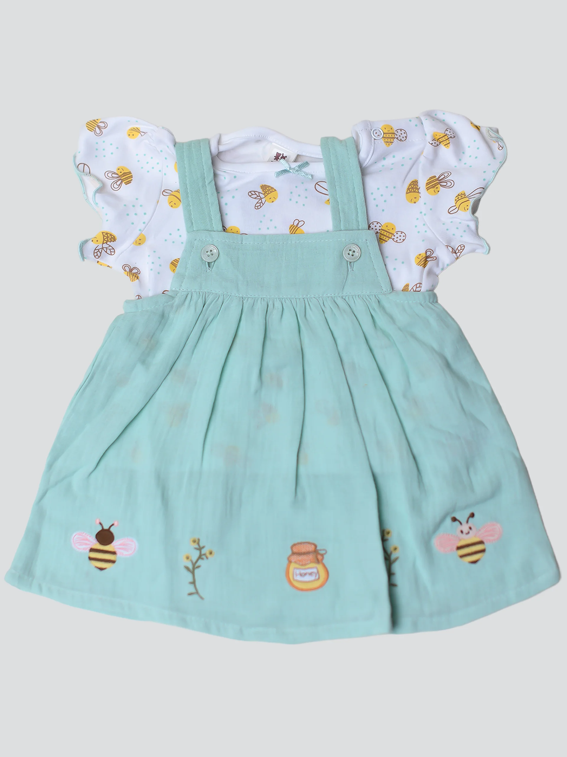 Baby Girl Pinafore Dress & Printed Top Set