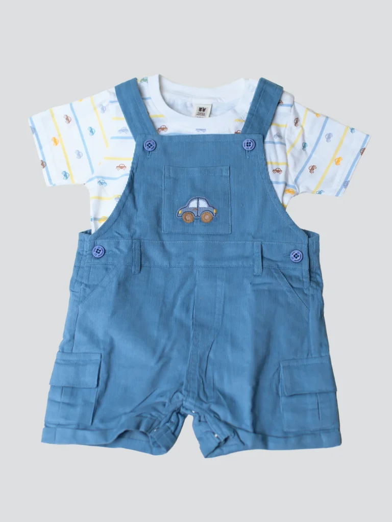 Baby Boys Blue Dungaree & T-Shirt Set