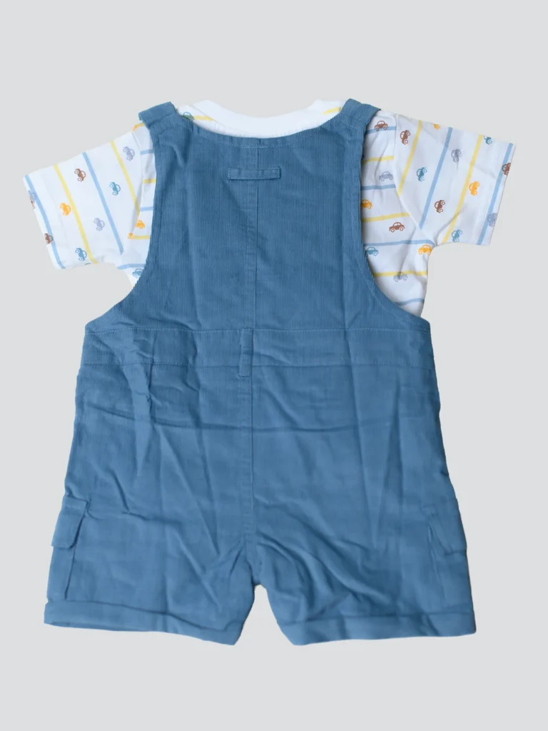 Baby Boys Blue Dungaree & T-Shirt Set