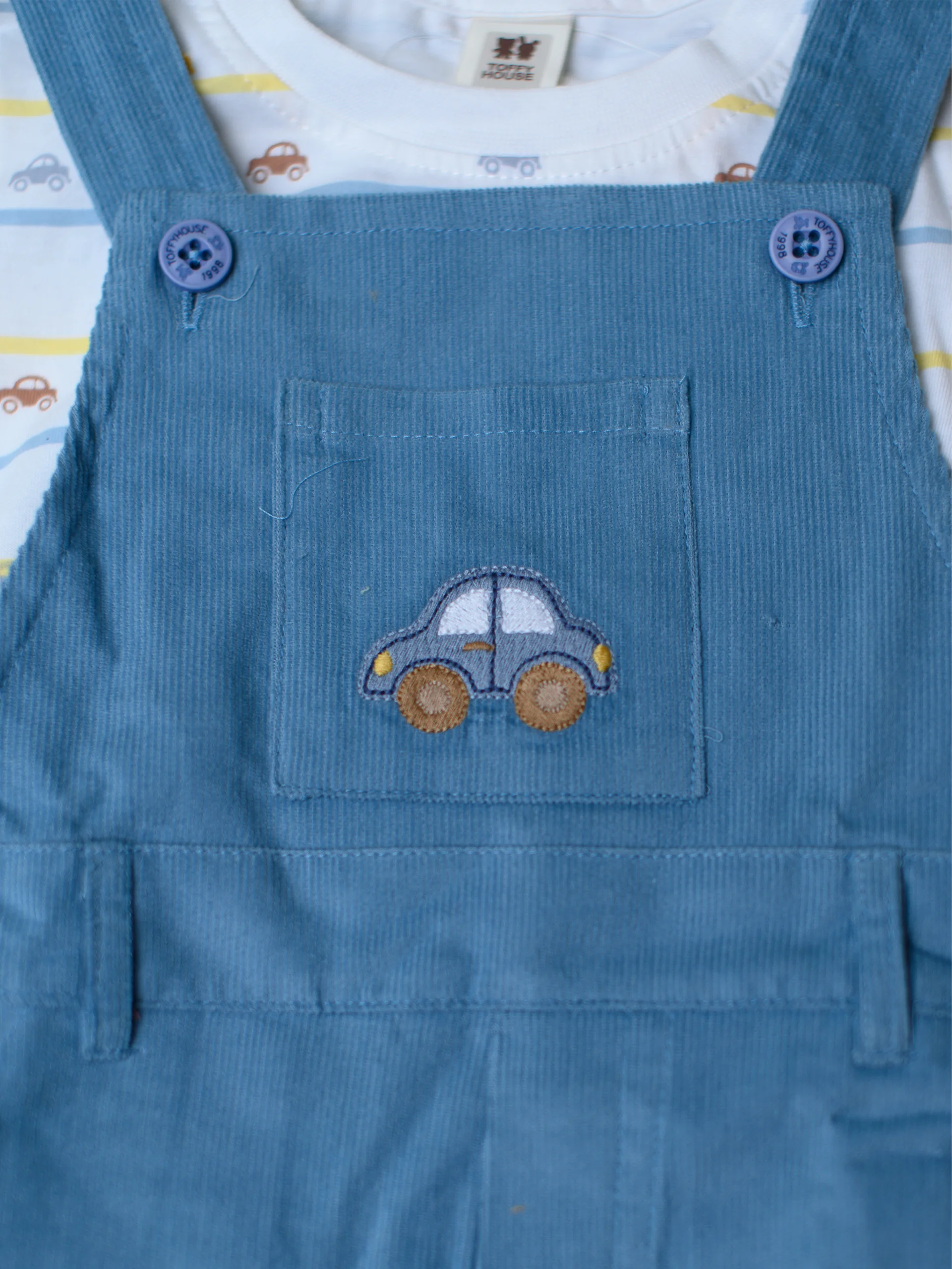 Baby Boys Blue Dungaree & T-Shirt Set