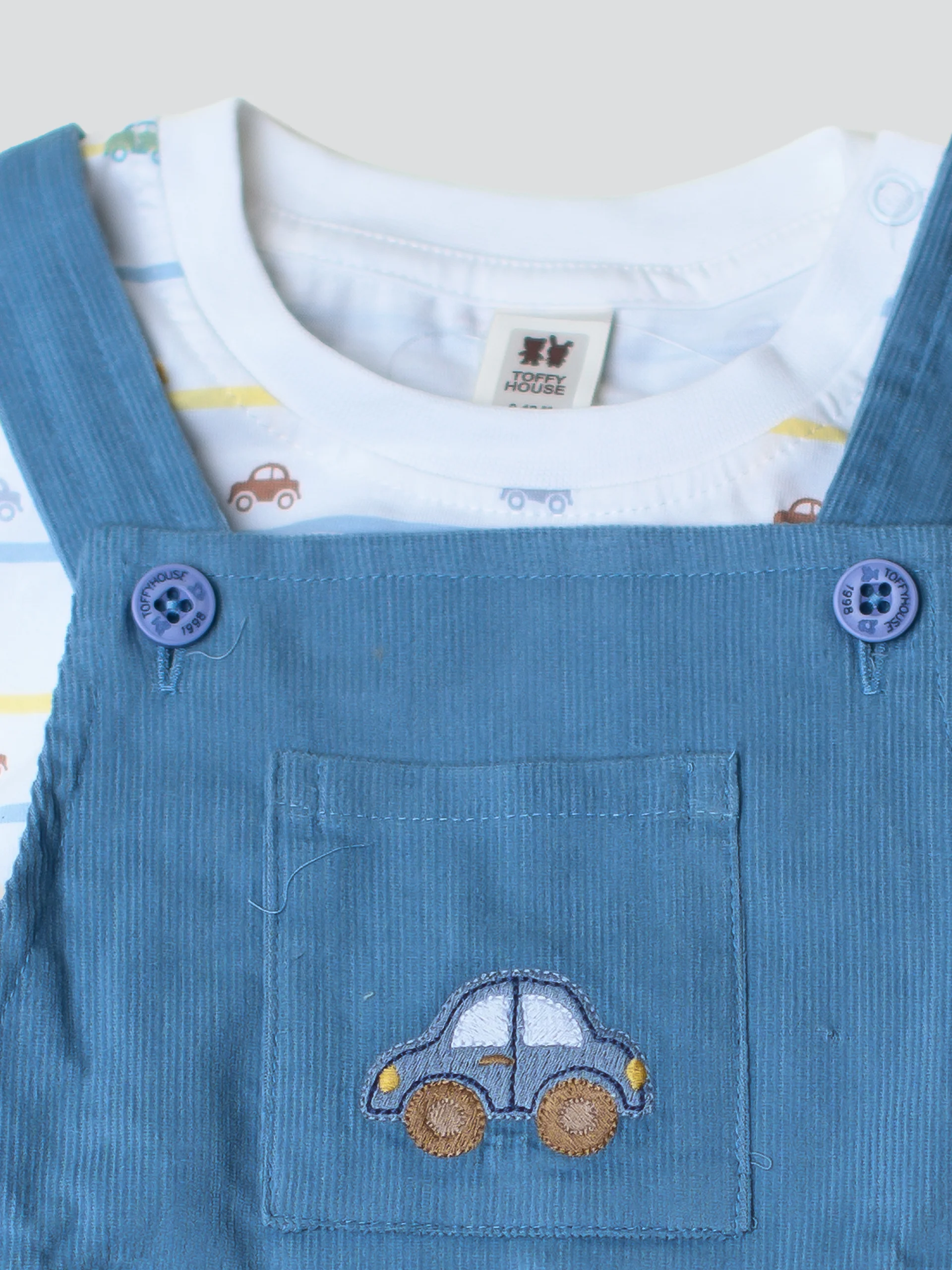 Baby Boys Blue Dungaree & T-Shirt Set