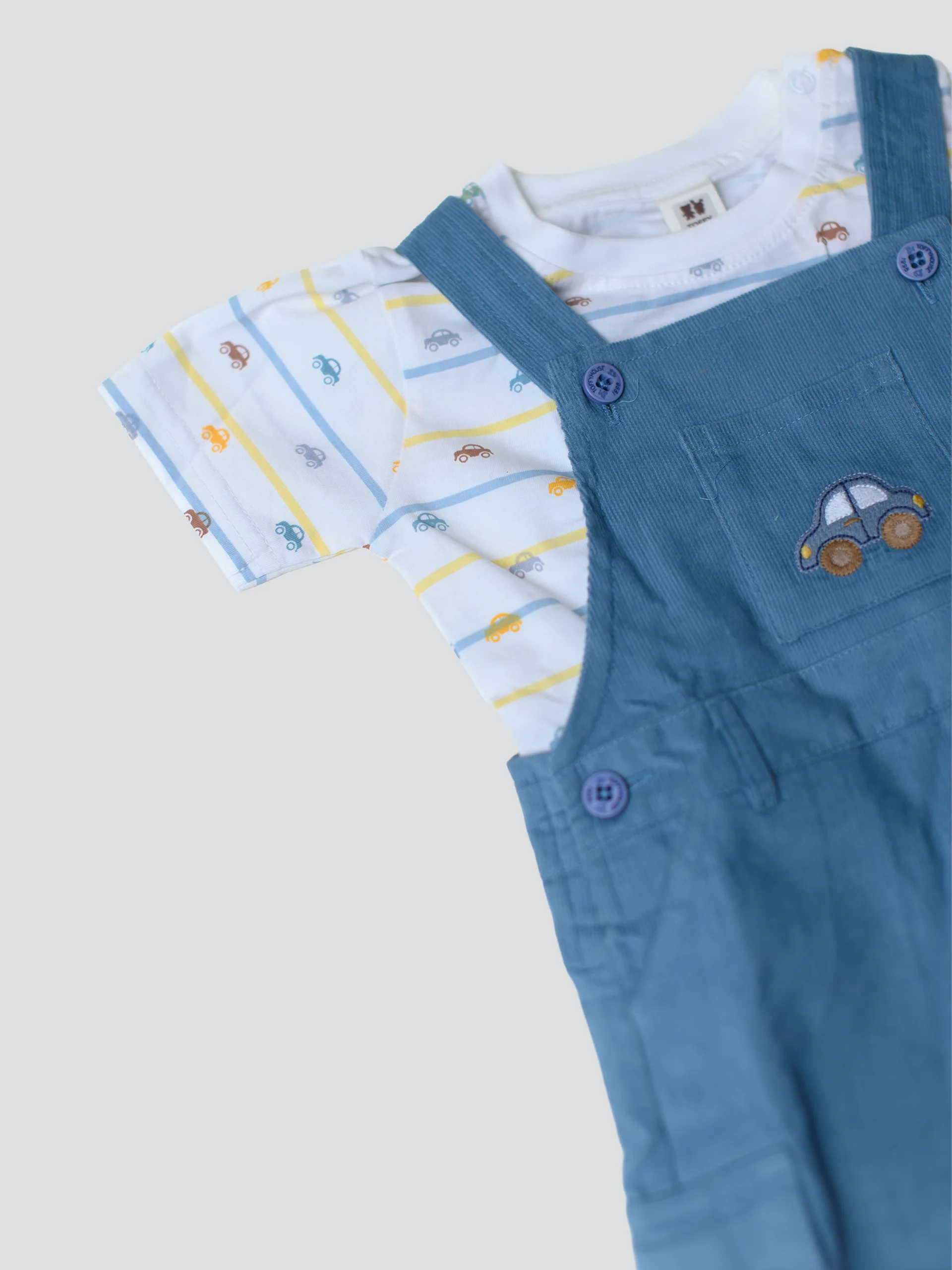 Baby Boys Blue Dungaree & T-Shirt Set