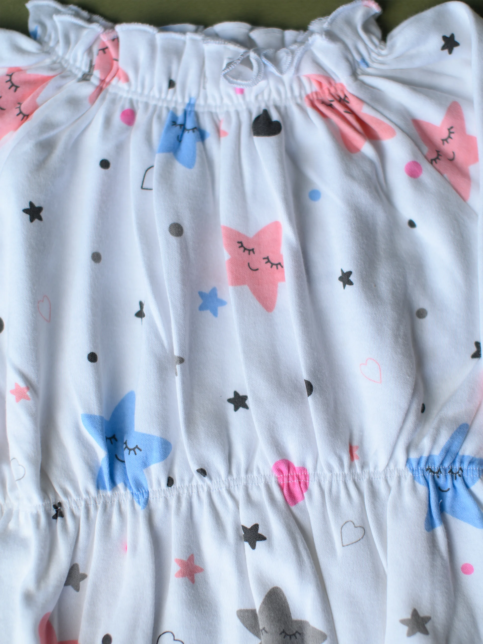 Baby Girl Star Print Long Sleeve Peplum Romper - Image 3
