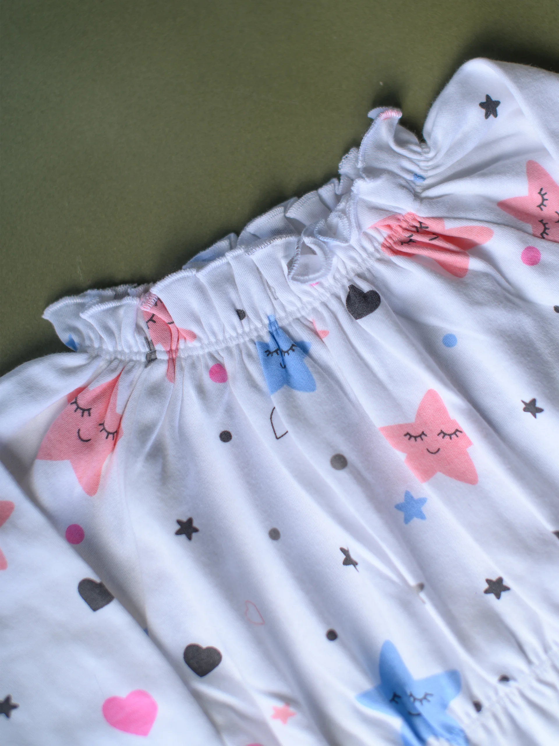 Baby Girl Star Print Long Sleeve Peplum Romper - Image 4