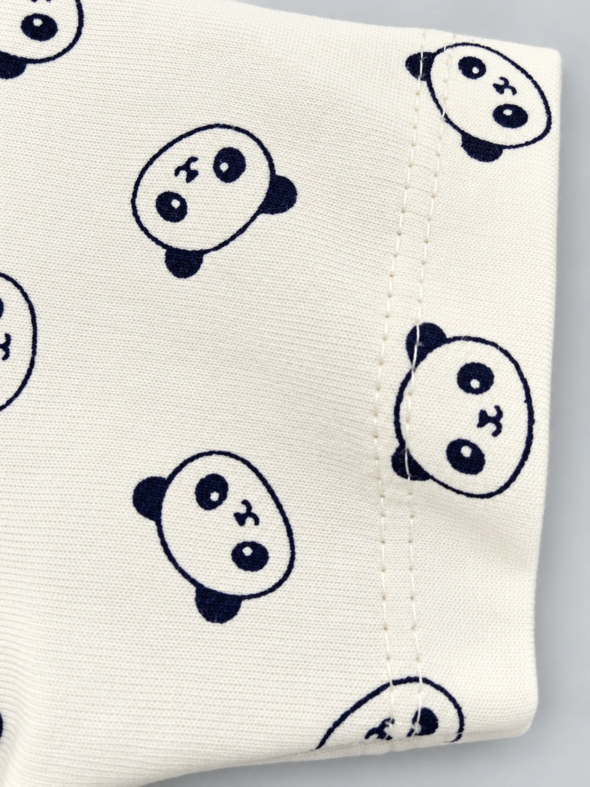 Beige Ribbed Panda Dungaree and Printed T-Shirt Set - Image 4
