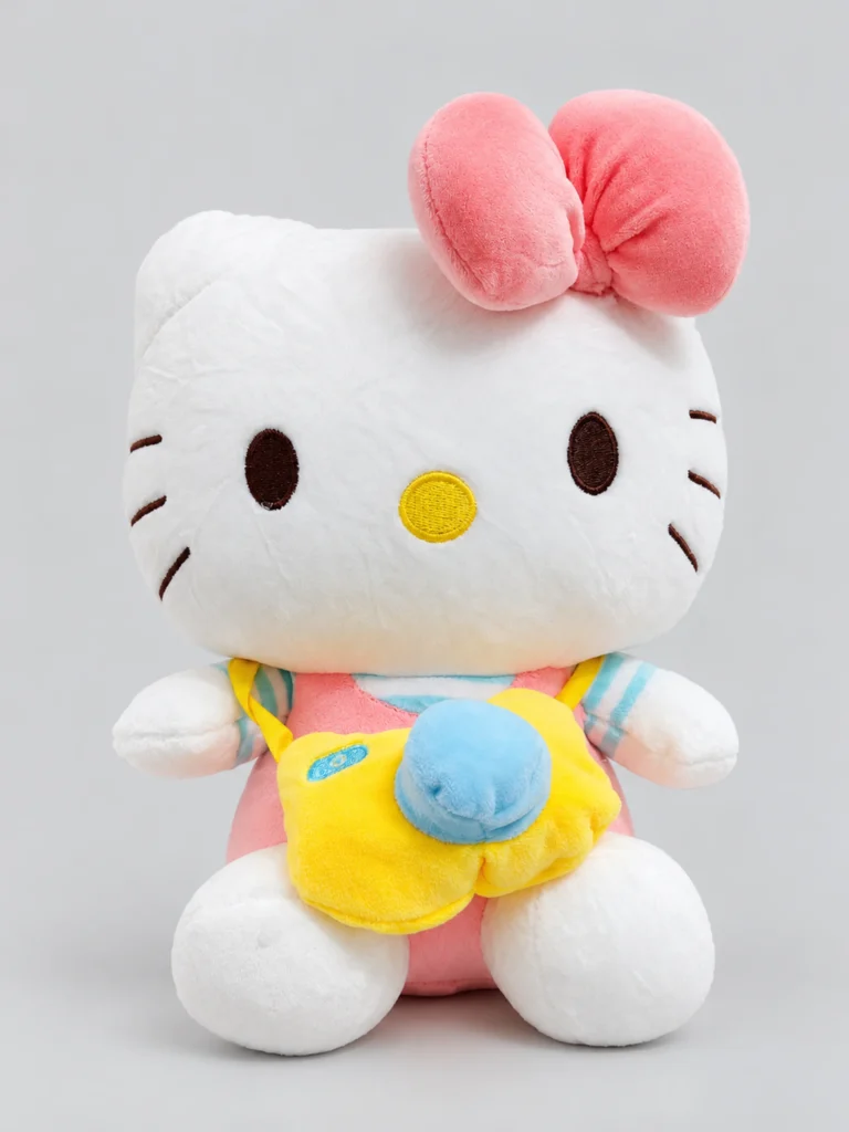 Cute Pink-Bowed Plush Cat Toy