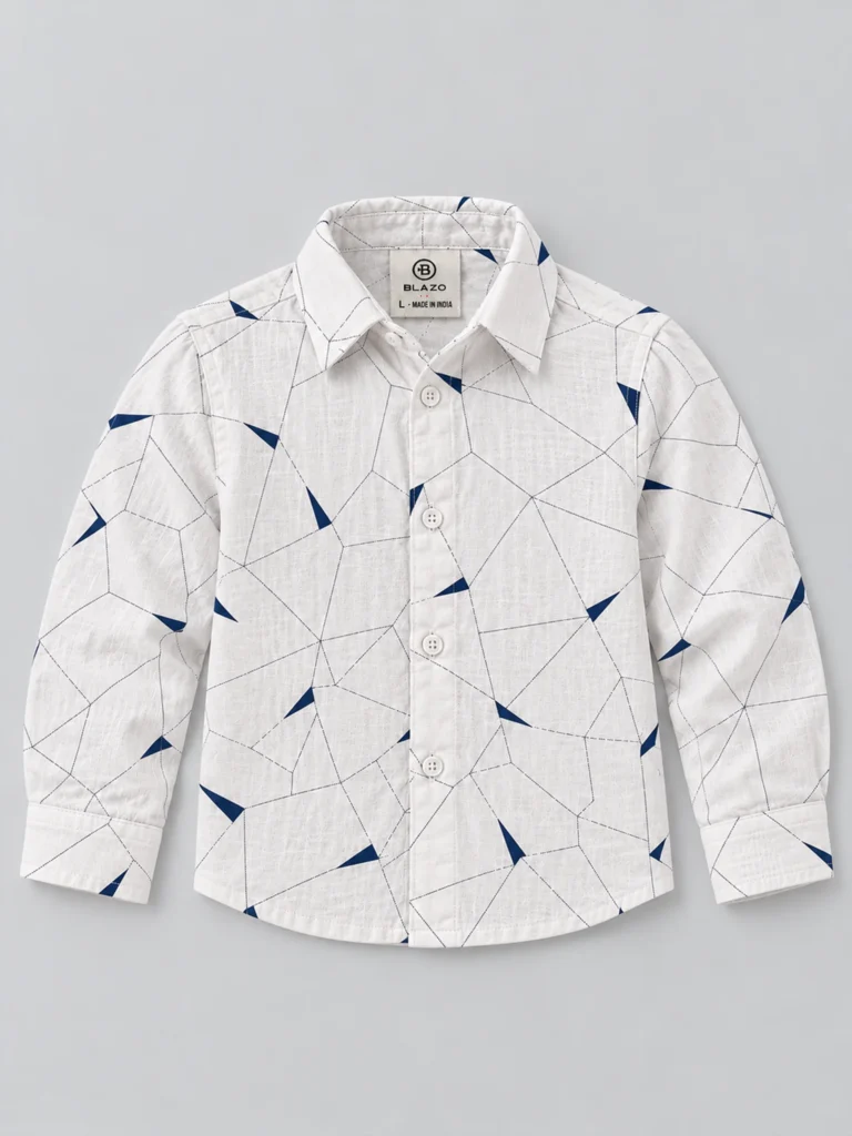 Geometric Print Kids Shirt_Front
