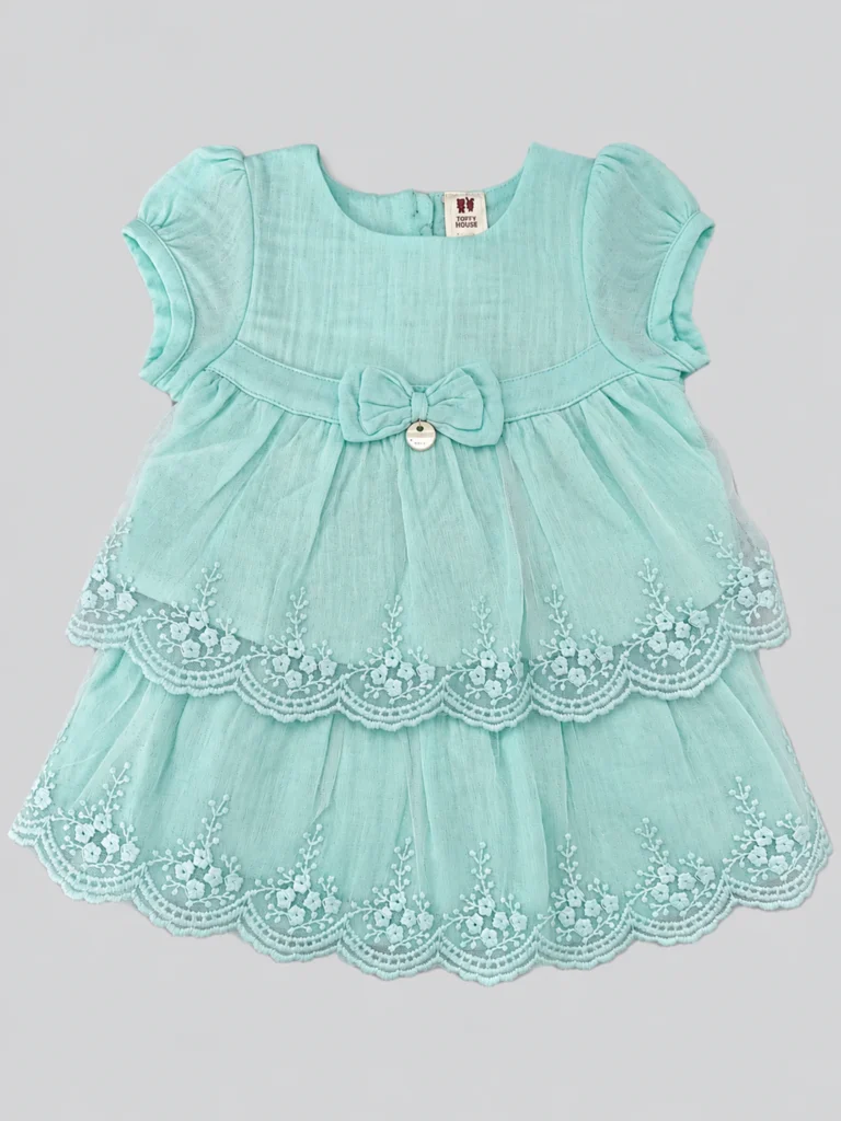 Pastel Mint Lace-Tiered Baby Dress