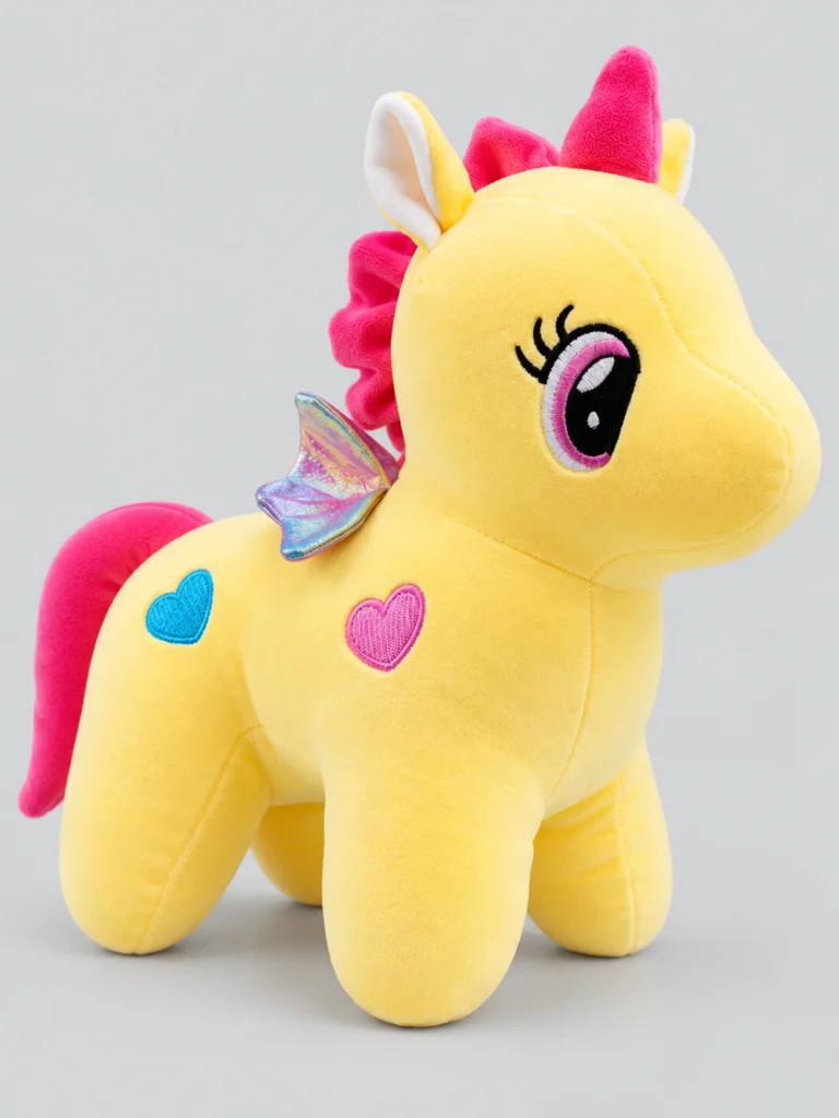 Pastel Yellow Unicorn Plush Toy Side