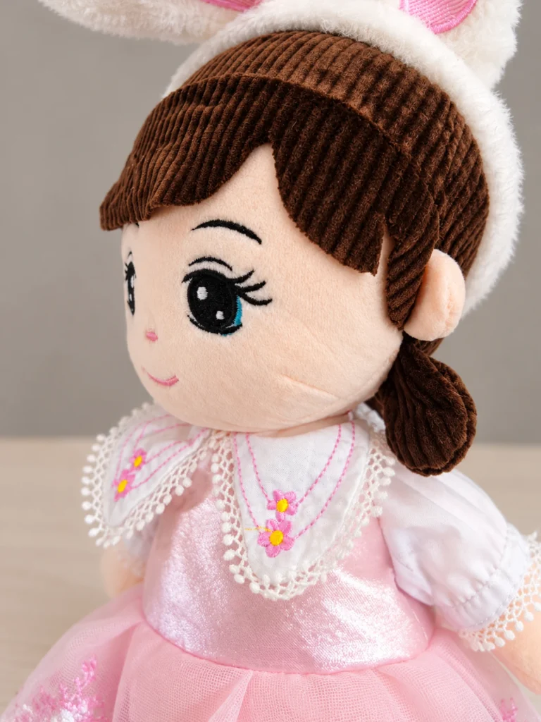 Plush Bunny-Eared Girl Pink Doll
