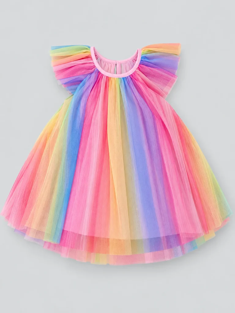 Baby Girl Rainbow Net Frock