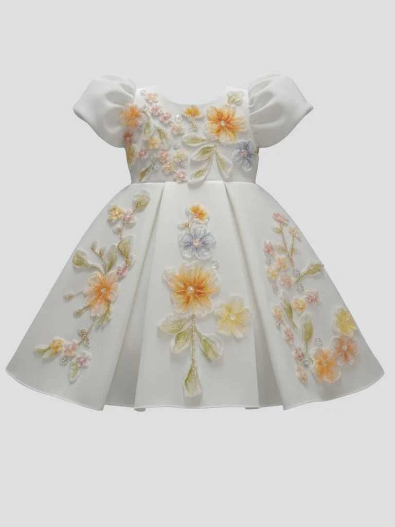 White Floral Party Frock